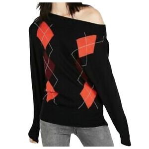 Express black argyle preppy sweater size S